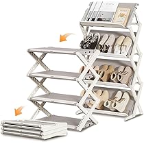 ★ 靴箱 & 多目的4段ラック & 収納棚 & シューズラック ★ Amazon｜【mochizukistore】シューズラック 折り畳み 4段 スリム